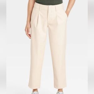 Light cream faux leather work pants